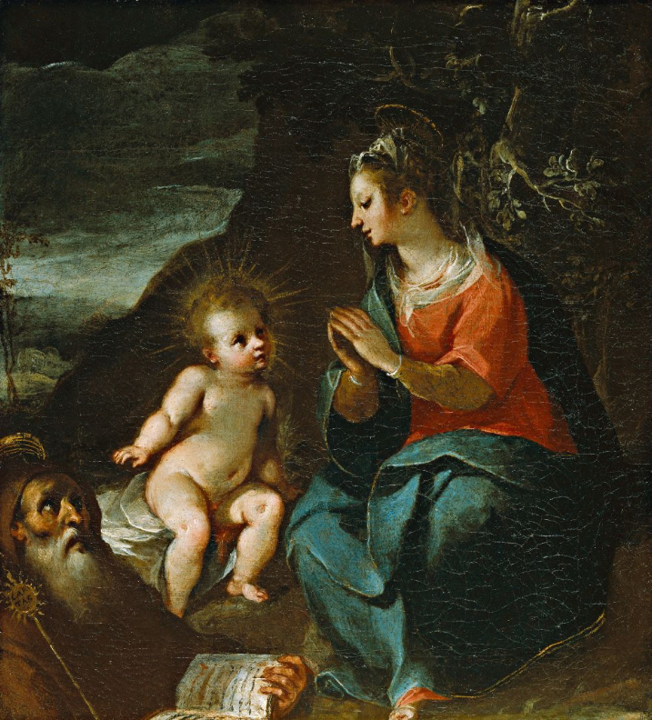 Rutilio Manetti (Siena, 1571­/1639)  La Beata Vergine della Ghiara e san Francesco di Paola  Olio su tela, cm 36,5 x 32