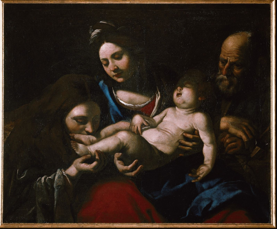 Bernardino Mei (1612-1676)  Sacra Famiglia con la Maddalena 1636-37 olio su tela, cm. 100×122