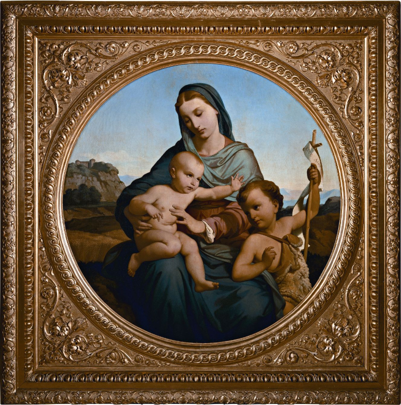 Luigi Mussini (1813-1888) Madonna col Bambino e San Giovannino, 1853  olio su tela, cm. 96×96