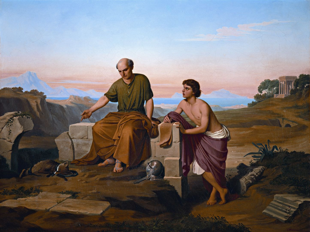 Luigi Mussini (1813-1888)  I due Plinii, 1846 olio su tela, cm. 61×80