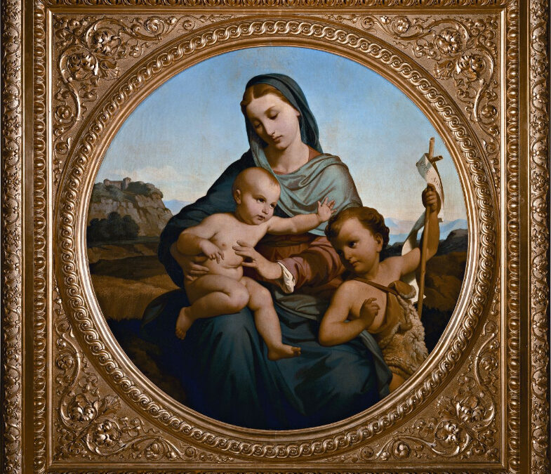 Luigi Mussini (1813-1888) Sacra Famiglia, 1853  olio su tela, cm. 96×96